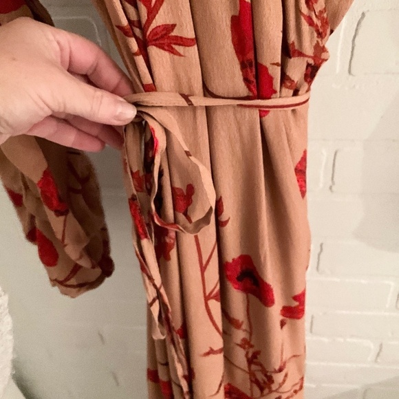 Johanna Ortiz X H&M Maxi Wrap Dress Blogger Favorite Floral Tan Red Size Large - Picture 11 of 16